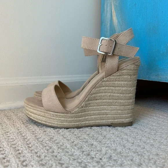 Lulu’s Beachy Dreams Natural Suede Espadrille Wedges Heels Size 7.5 - Picture 12 of 14